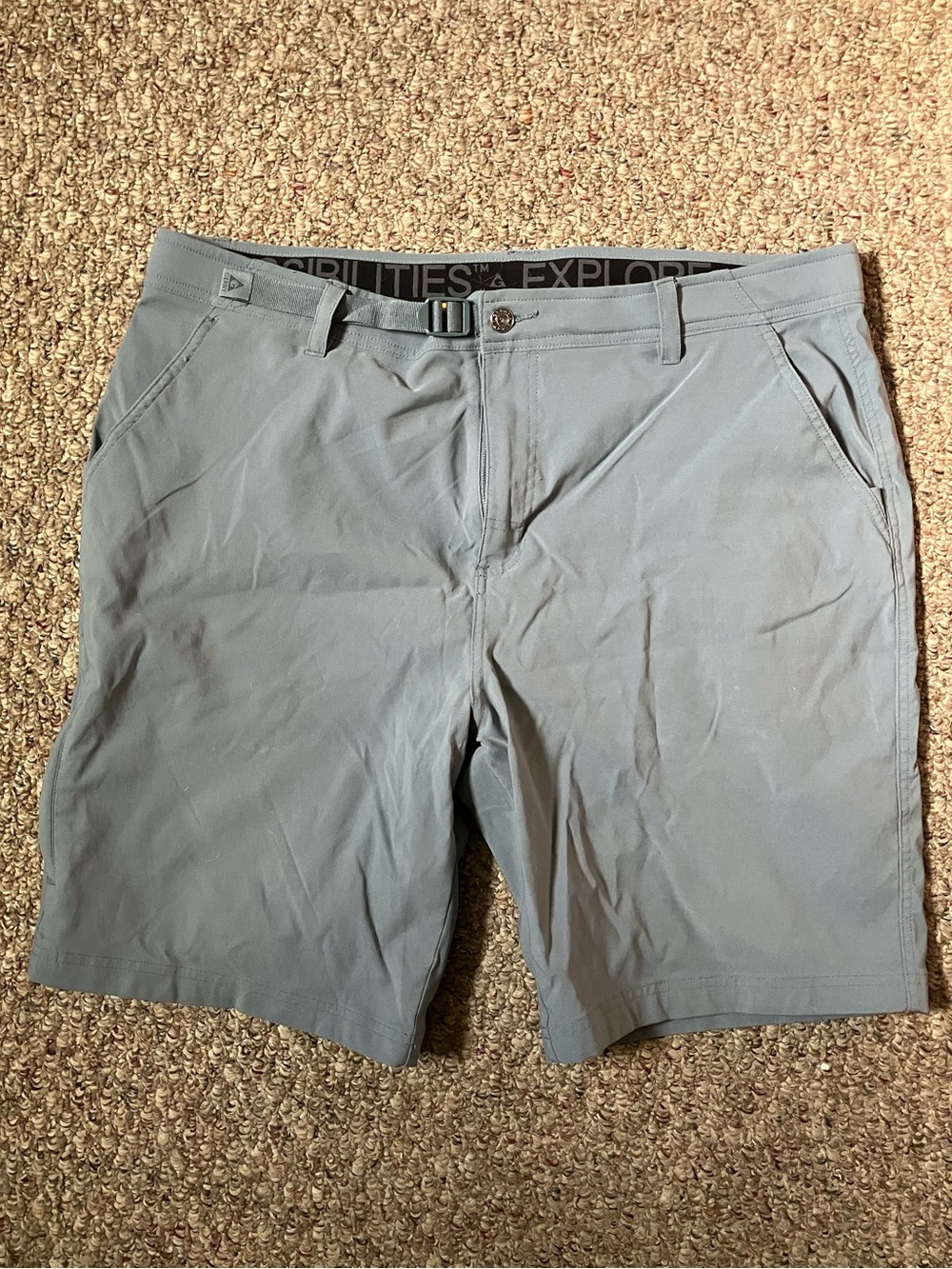 Gerry Mens Trail Shorts 38 Grey Performance Hiking Outdoor Web Belt Cargo Gorp